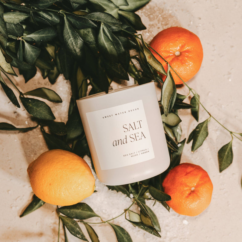 Salt and Sea 15 oz Soy Candle, Matte Jar