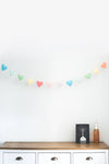 Soft Rainbow Hearts Valentines Handmade Party Felt Garland 