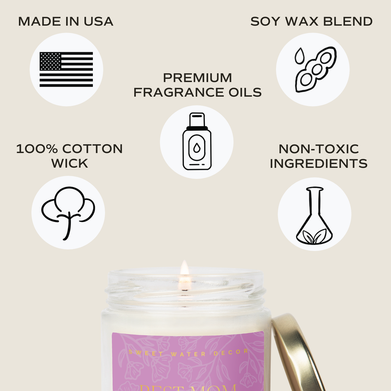 Best Mom Ever 9 oz Soy Candle with Gold Foil