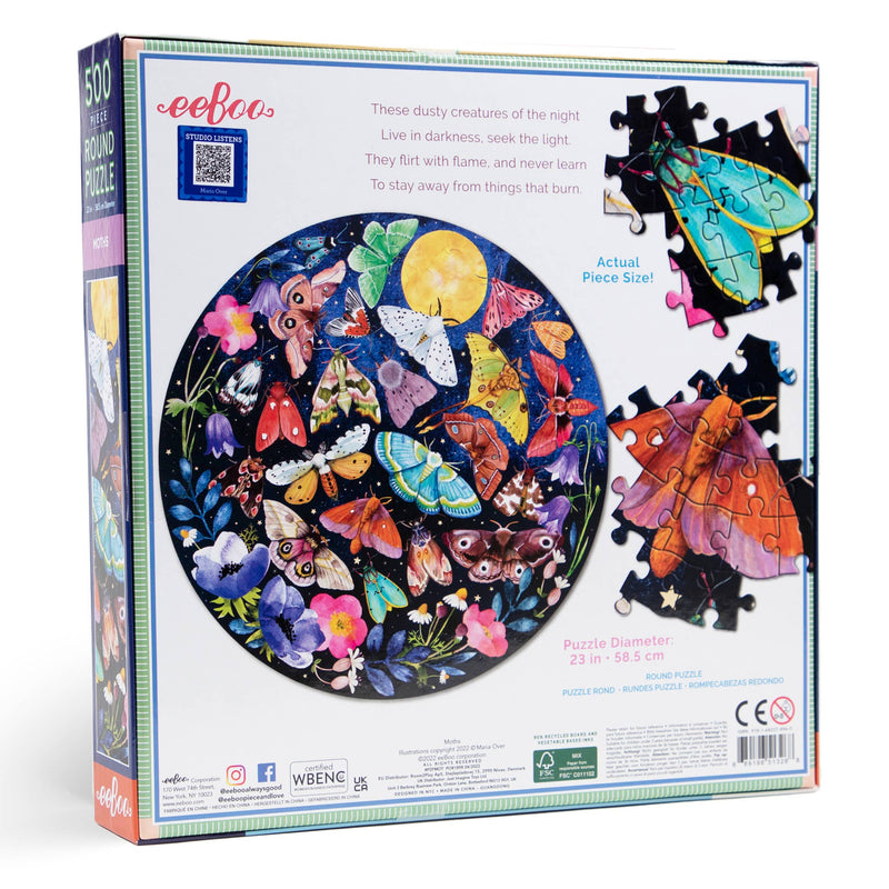 Moths 500 Piece Round Adult Jigsaw Puzzle